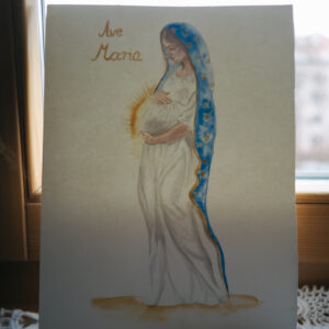 PLAKAT AKWARELOWY Maryja brzemienna AVE MARIA